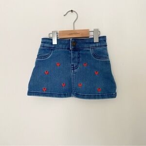 Kids Joe Fresh Blue Denim Skirt with Red Heart Details 2T